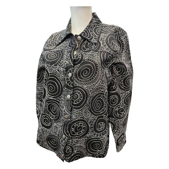 Laura Ashley Black Embroidered Blazer Womens Size Small - Picture 3 of 7